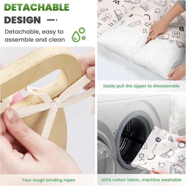 Detalle 2 de BlueWood Pikler Triangle Set with Cushion (8-in-1) – Montessori-inspired jungle gym for toddlers