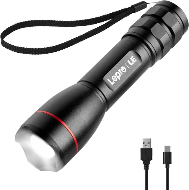 Detalle de Lepro Lampe Torche Rechargeable 1000 lumens, 5 modes, Zoomable, IPX4