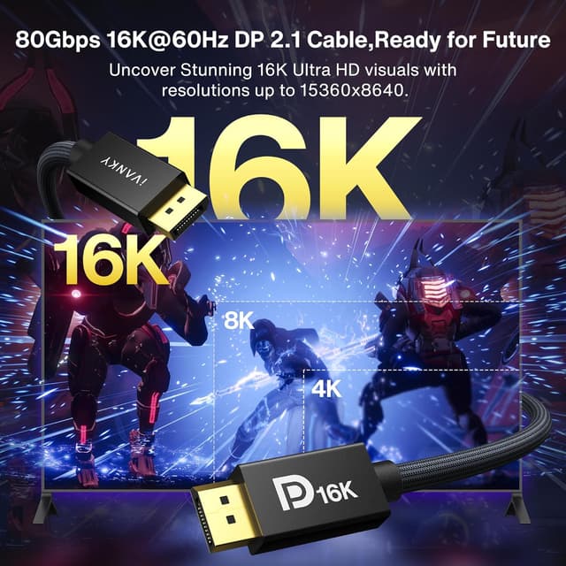 Detalle 2 de DisplayPort 2.1 cable 2M for 80Gbps