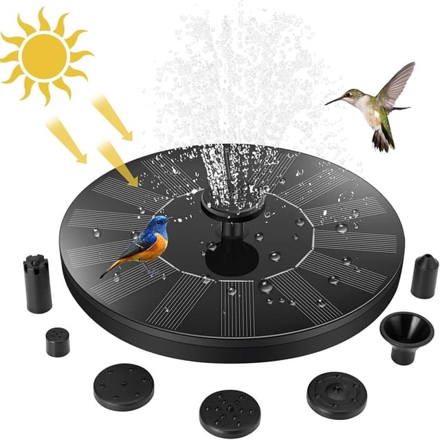 Detalle de Jsdoin solar fountain pump with 7 nozzle heads – solar-powered water feature for ponds, bird baths and patios