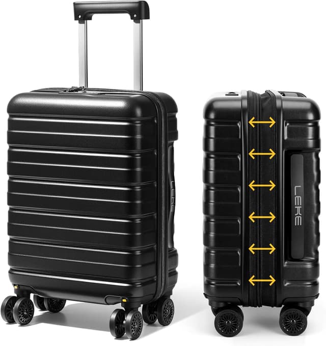 Detalle de Lekesky EasyJet cabin suitcase 45x36x20cm with TSA lock, expandable ABS hard shell and detachable 360° spinner wheels (Black)
