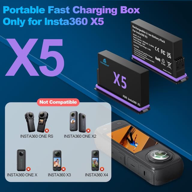 Detalle 2 de Homesuit Insta 360 X5 battery 2850mAh kit