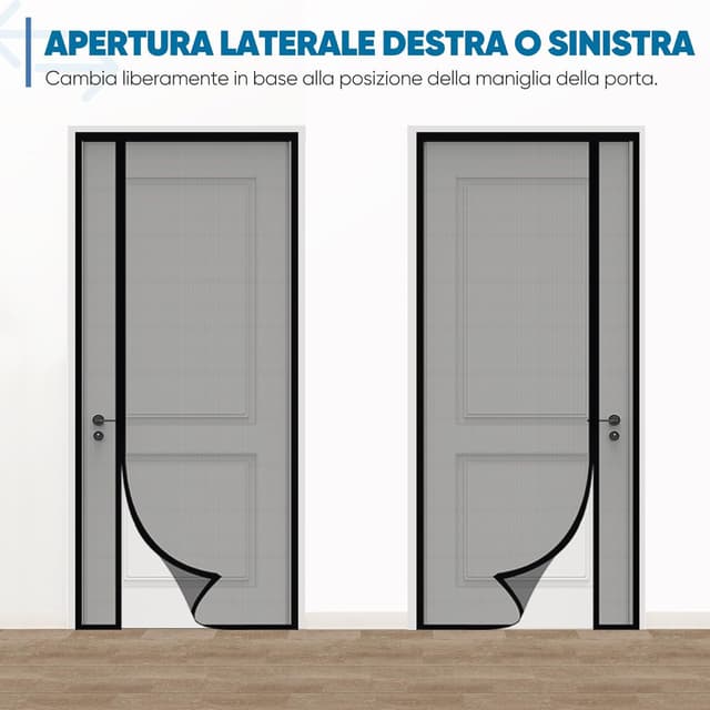 Detalle de Sekey zanzariera magnetica per porte anti-gatto con apertura laterale 130x230 cm, colore nero