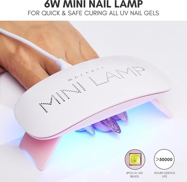 Detalle de MAKARTT Mini UV Nagellampe für Gelnägel mit 60-Sekunden-Timer (USB, 365 + 405 nm)