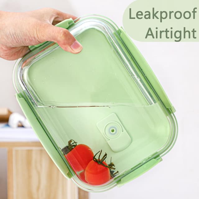 Detalle 2 de MerryNine Glass Food Storage Containers 10-Pack (1040ml & 370ml) with Airtight Leakproof Lids