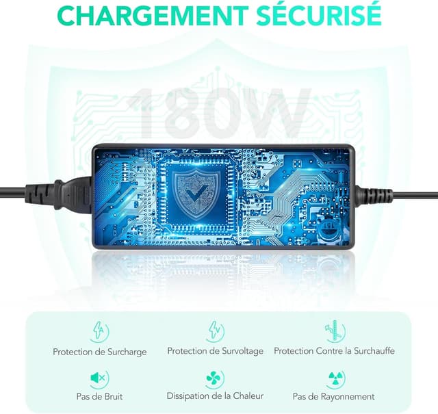 Thumbnail 3 de AGPTEK Chargeur Secteur 15A 180W AC→DC pour voiture