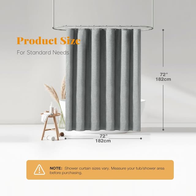 Thumbnail 6 de BTTN Grey Fabric Shower Curtain W72xH72