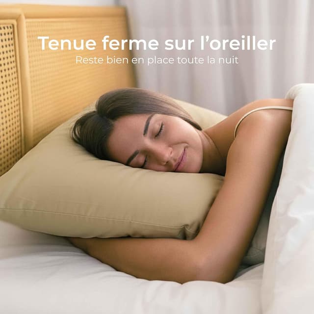 Detalle 2 de Dreamzie Taie Oreiller 40x60 en coton renforcé (set de 2) beige – certifié Oeko-Tex
