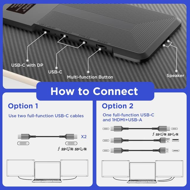 Detalle 2 de Maxfree S6 Laptop Screen Extender (15.6" 1080P, Triple Detachable Displays)