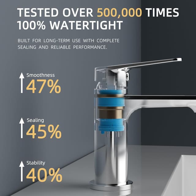 Detalle de BELZ Modern Basin Mixer Tap (Single Lever) – Chrome brass bathroom faucet with hot & cold mixer