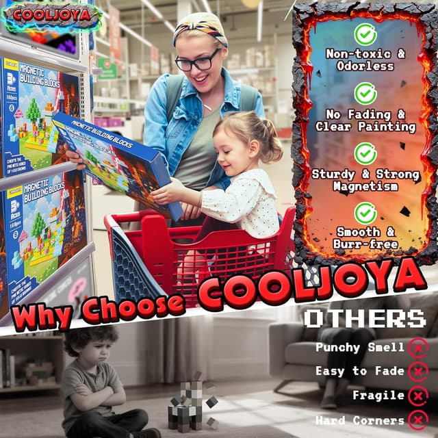 Thumbnail 5 de COOLJOYA Magnetic Blocks 150-piece set for kids 🧩