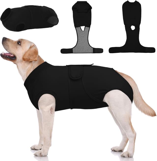 Detalle de Kuoser Dog Surgery Recovery Suit (Black XL) – post-op recovery onesie alternative to a cone