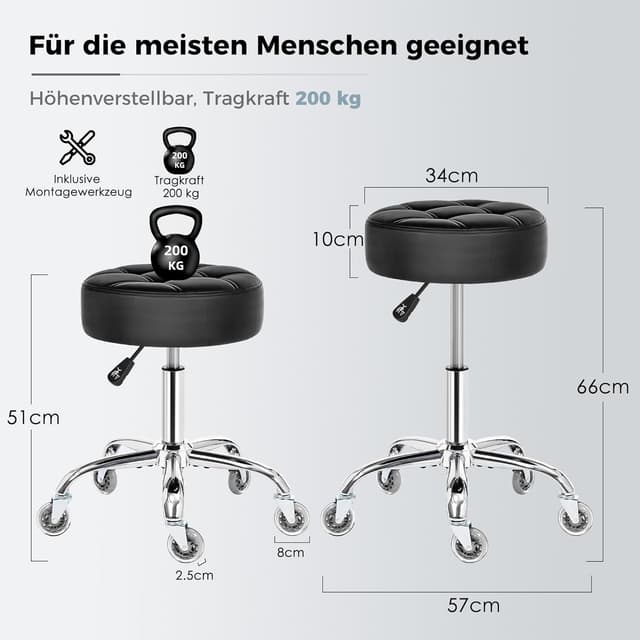 Thumbnail 1 de BEWISHOME EBYD01B Rollhocker 200 kg