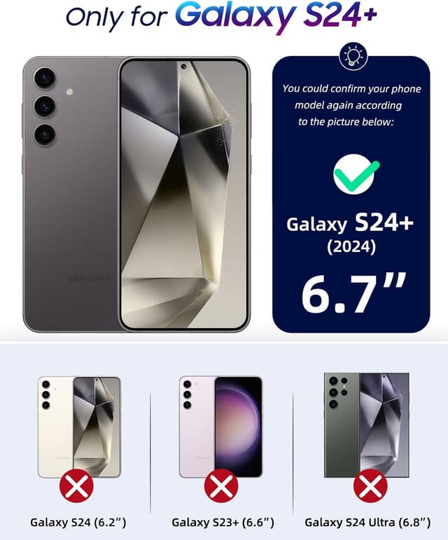 Detalle 2 de OCASE Handyhülle für Samsung Galaxy S24+ / S24+ Plus 5G – Flip-Schutzhülle mit Kartenfächern & Standfunktion, hellblau