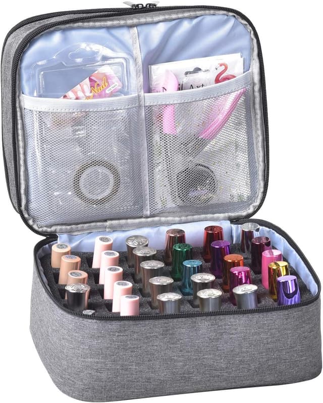 Detalle de Nail Polish Carrying Case Bag for up to 30 Bottles – Double-Layer Storage & Padded Protection
