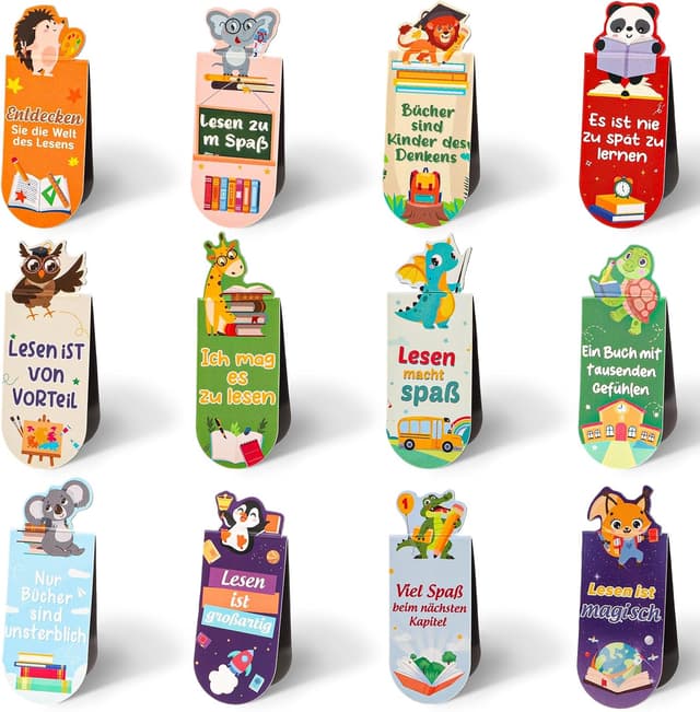 Detalle de Magnetische Lesezeichen für Kinder 12er Set