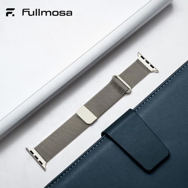 Detalle 2 de Fullmosa cinturino in metallo Maglia Milanese compatibile con Apple Watch 42/41/40/38 mm (Serie 11/10 e altre) – Galassia