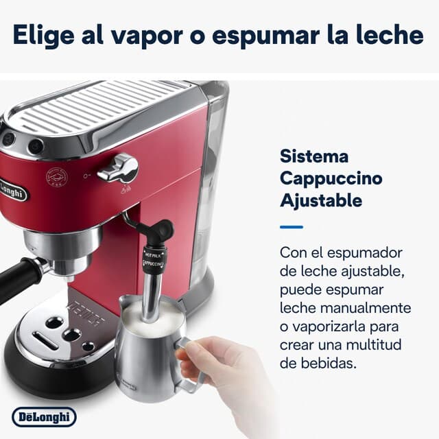 Detalle 2 de De'Longhi Dedica EC685.R cafetera espresso manual sistema cappuccino
