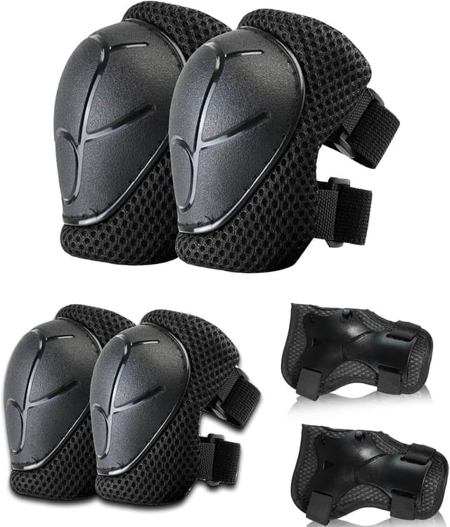 Detalle de BURSUNLY Knieschoner Kinder & Inliner Schützer-Set (Knie, Ellenbogen, Handgelenke) mit Tasche