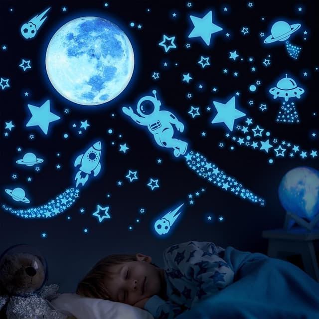 Detalle de ECHOCUBE 1503-piece Glow in the Dark Star Stickers (Blue) for Ceiling & Walls