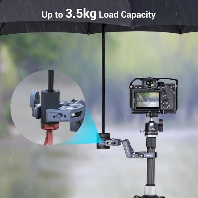 Detalle 2 de SmallRig Super Clamp 4103B mit doppelter Kameraklemme und Magic Arm Doppelkugelkopf-Adapter