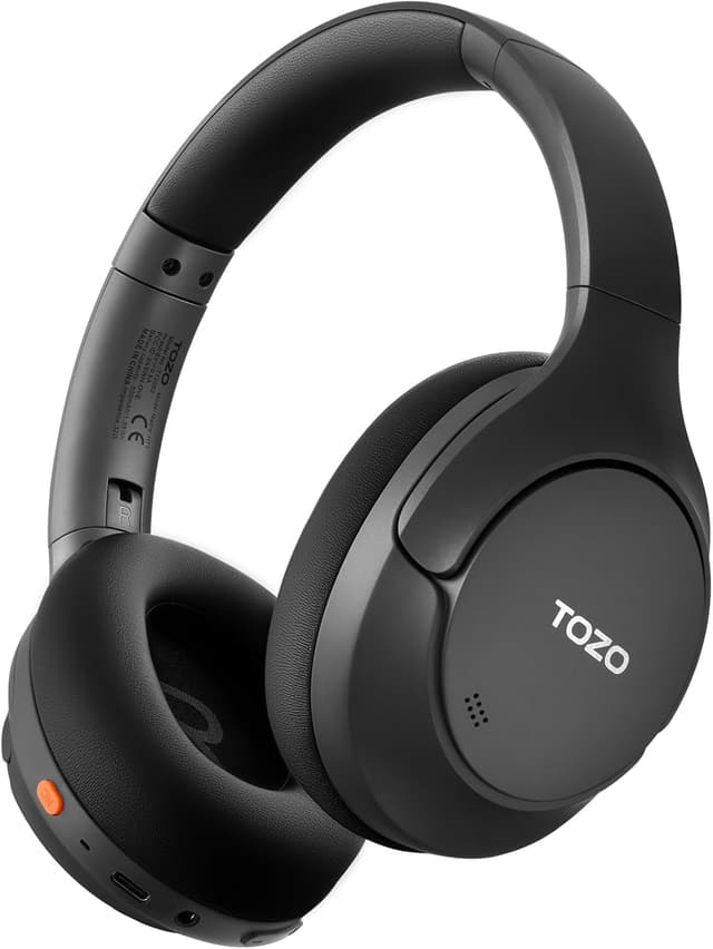 Detalle de TOZO wireless Bluetooth over-ear headphones with active noise cancelling, 5-mic AI chat and 90-hour playtime