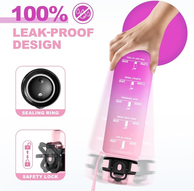 Detalle de JAPORIA gourde sport 1 L avec marqueur de temps et filtre