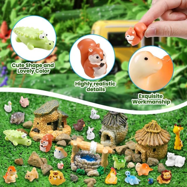 Detalle de JOLCEEY 40pcs mini resin animals set for crafts 🐾