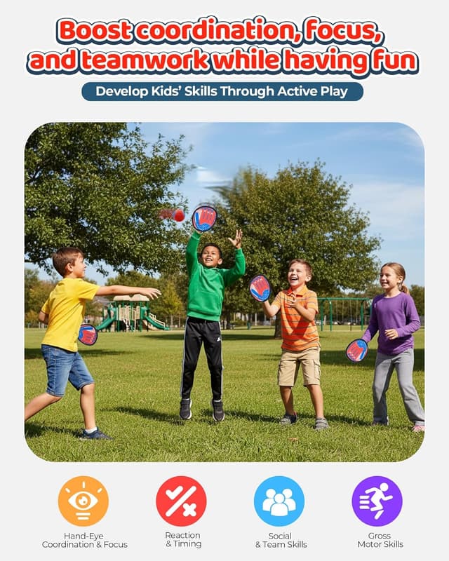 Detalle 2 de Toss and Catch Ball Game Set 4 paddles