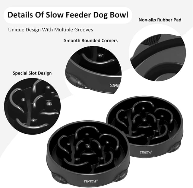 Detalle 2 de YINEYA 4-Cup Slow Feeder Bowl for Large Dogs