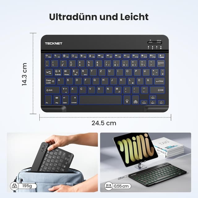 Thumbnail 6 de TECKNET Deutsche Bluetooth Tastatur