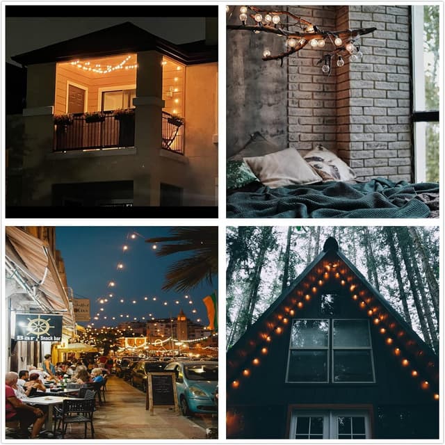 Detalle 2 de Yuucio 60 m dimmbare Lichterkette für außen (G40) mit Fernbedienung, warmweiß 2700 K