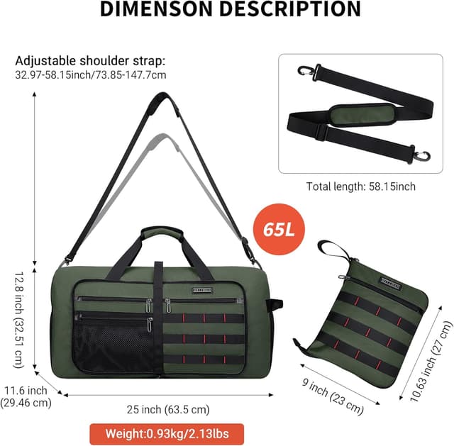 Thumbnail 5 de WITZMAN Faltbare Reisetasche 65L Armeegrün