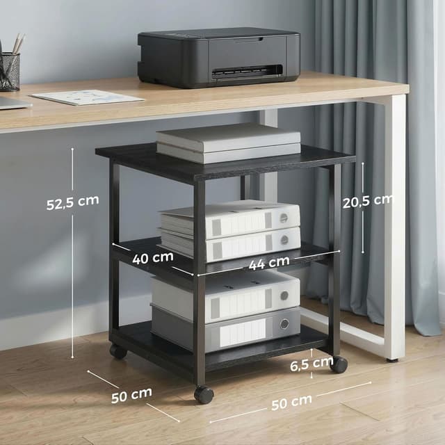 Thumbnail 6 de HOMCOM support d’imprimante sur desserte mobile 3 niveaux 50 x 50 x 52,5 cm noir