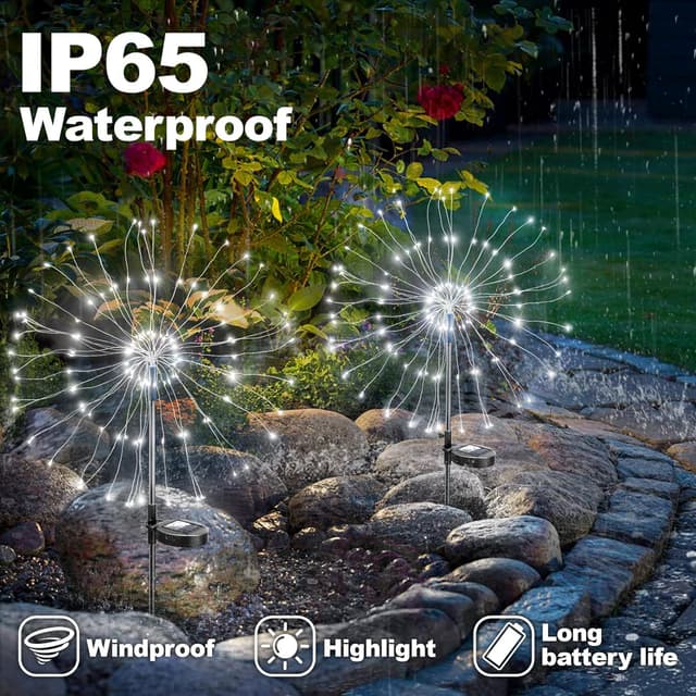 Detalle de Anordsem Solar Outdoor Garden Christmas Fairy Firework LED Lamp (IP65 Waterproof)