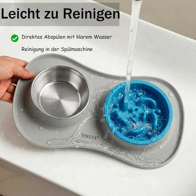 Detalle 2 de Set YINEYA 3-en-1 gamelles anti-glouton pour chien/chat avec tapis pliable