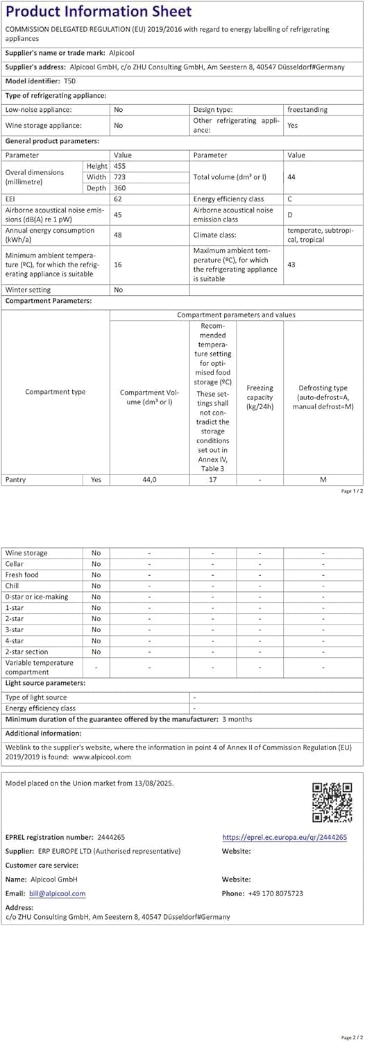 Thumbnail 6 de Alpicool T50 da 50 litri: frigorifero/congelatore portatile 12/24V per auto, RV e campeggio