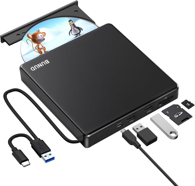 Detalle de External CD DVD Drive USB 3.0 with SD/TF ports 📀