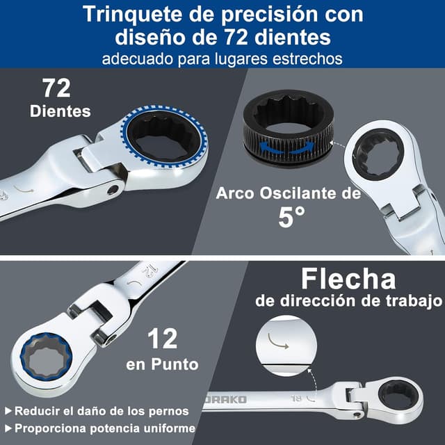 Thumbnail 3 de Sorako llaves carraca 8–19 mm 12 piezas