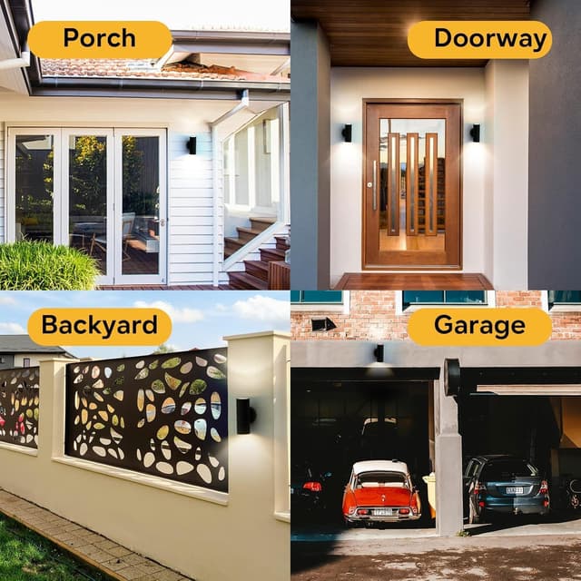 Detalle de Kerry Outdoor Wall Lights up & down mains powered, black stainless steel IP44 (2 pack)