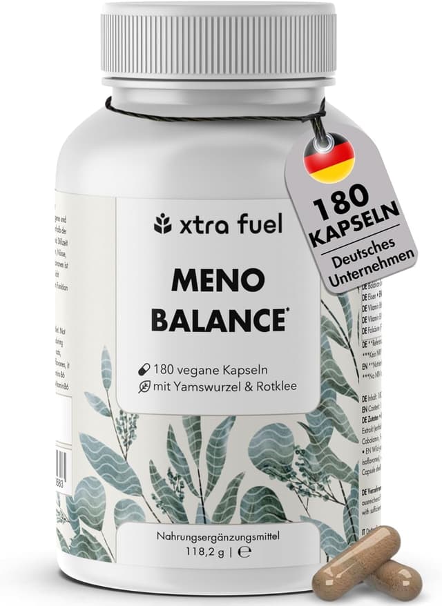Detalle de Wechseljahre Kapseln „Meno Balance“ – 180 Stück mit Yamswurzel-, Rotklee- und Baldrian-Extrakt
