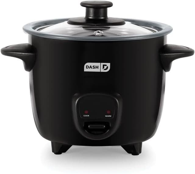 Detalle de Dash Mini Ceramic Rice Cooker (Black Ceramic) — Compact Single-Serve Cooker with Removable Nonstick Pot