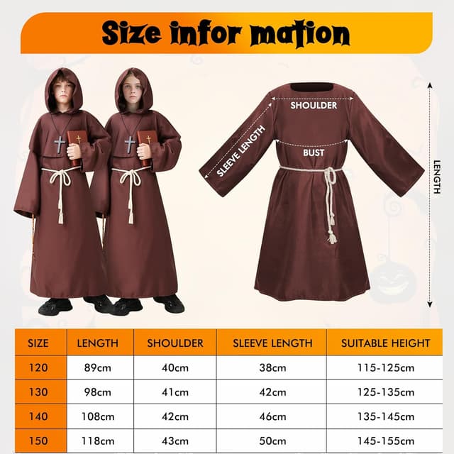 Thumbnail 4 de Lozzzyo Mittelalter Mönch Kostüm Kinder 130 cm