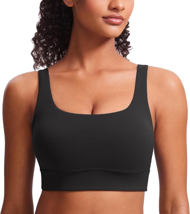 Detalle de CRZ YOGA Women’s ButterLuxe U Back Padded Low Impact Sports Bra Crop Top
