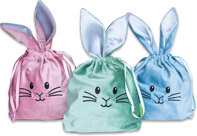 Detalle de Papierdrachen 3 Samt Säckchen Osterhasen