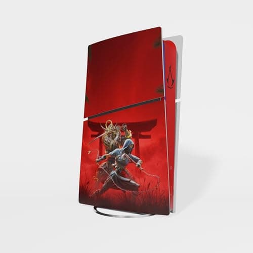 Detalle de Kit de vinilos MaD Vision Extra Resistentes para PS5 Slim (Digital Slim y Disc Slim) con 2 skins de mandos – Assassin’s Creed Shadows