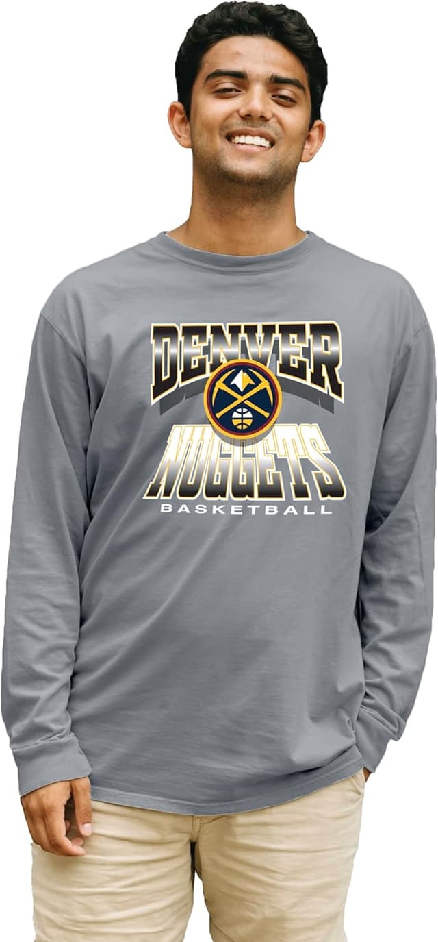Detalle de Blue 84 NBA Officially Licensed Long Sleeve T-Shirt (Unisex) — Ringspun Gray Icon