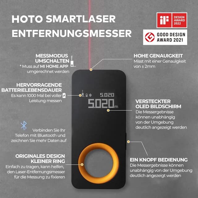 Detalle de HOTO Laser Entfernungsmesser 30 m für точ