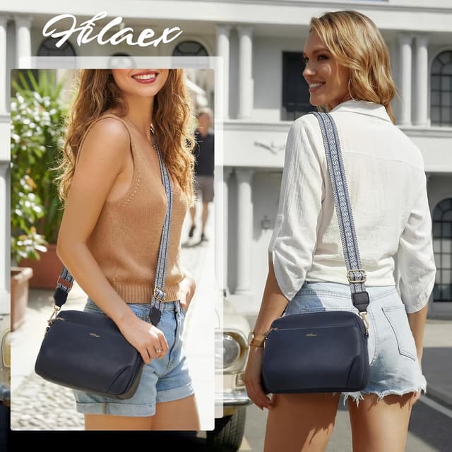 Detalle 2 de HILAEX Anti-Theft Crossbody Bag for Women with RFID Blocking and 4 Zip Compartments