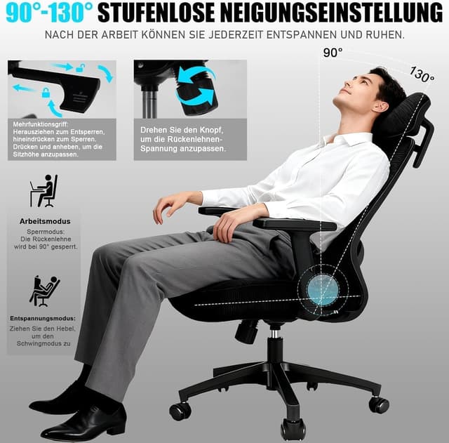 Thumbnail 3 de Milacyee Bürostuhl Ergonomisch, 150 kg Belastbarkeit